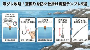 寒グレ攻略は「違和感」を消す作業.合わせを遅らせる。針を小さくする。ウキの浮力を消す。仕掛けを軽く（自然に）する。釣太郎