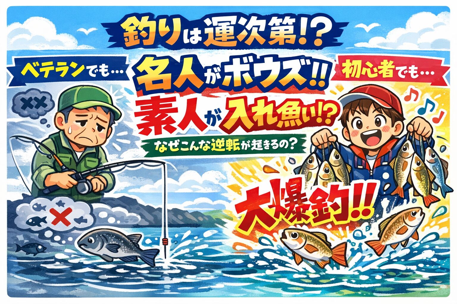釣りは名人でも釣れない時もあり、素人でも爆釣することがある。釣太郎