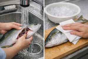 魚の水洗いは、やり方しだいで武器にも、失敗の原因にもなります。 正解は「短時間で汚れを流し、飛び散らせず、最後に拭き切る」。釣太郎