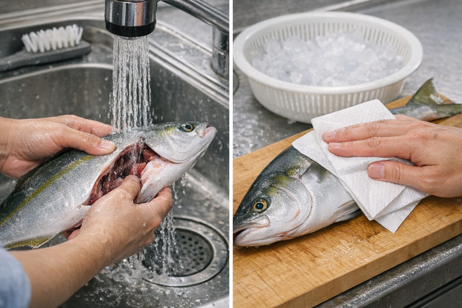 魚の水洗いは、やり方しだいで武器にも、失敗の原因にもなります。 正解は「短時間で汚れを流し、飛び散らせず、最後に拭き切る」。釣太郎