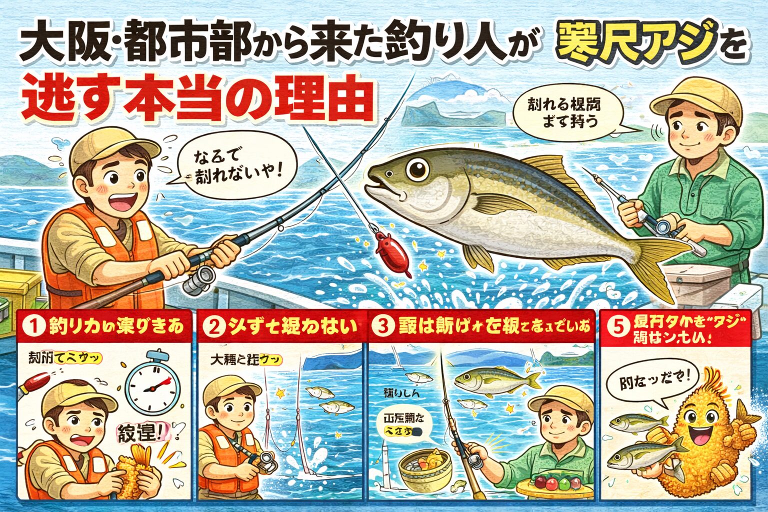 寒尺アジは、「釣り人の思考」を試す魚です。大阪で通用した釣りが、南紀では通用しない。だからこそ、釣れた一匹の価値が圧倒的に高い。釣太郎