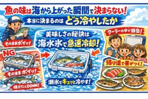 魚の味は海から上がった瞬間に決まるのではありません。どう冷やしたか。この一点で 刺身の旨さ焼き魚の香り保存日数すべてが変わります。釣太郎