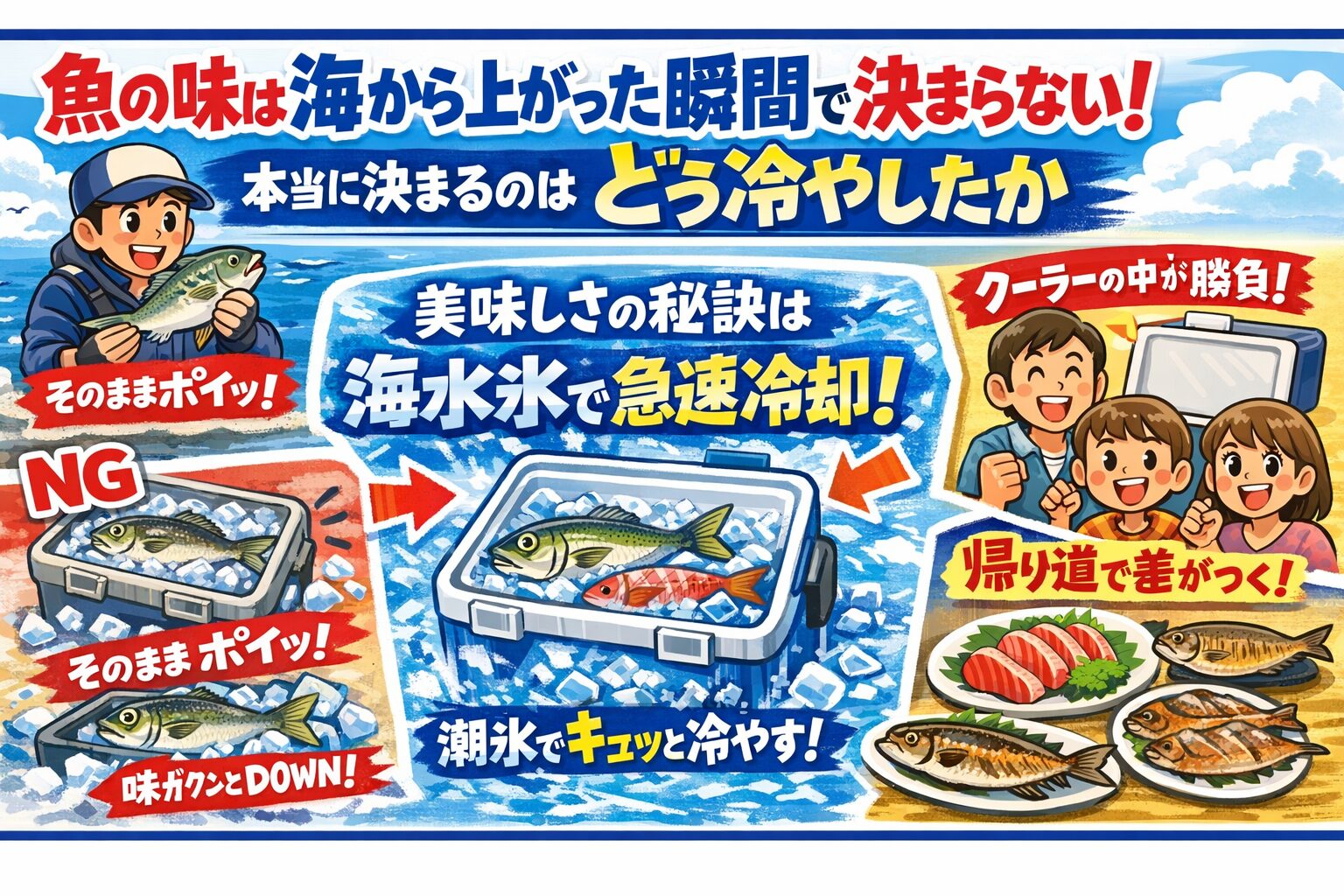 魚の味は海から上がった瞬間に決まるのではありません。どう冷やしたか。この一点で 刺身の旨さ焼き魚の香り保存日数すべてが変わります。釣太郎