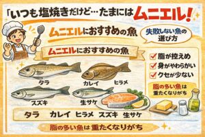 ムニエルは、以下のポイントさえ押さえれば簡単。白身魚を選ぶ。 水気をしっかり拭く。 粉は薄く、バターは後入れ。釣太郎