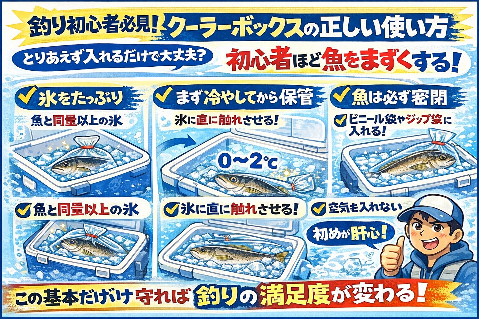 クーラーボックスは保管庫・氷が少ないと意味がない・魚は釣れたら即冷却・初心者ほど正しい使い方が重要。釣太郎