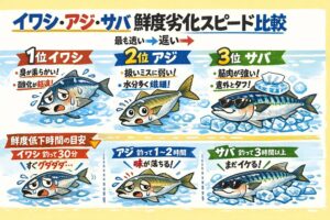 鮮度劣化を制する者が、魚を制す。最速で傷むのはイワシ・最も繊細なのがアジ・意外と耐えるのがサバ。アジは「弱い魚」ではありません。釣太郎