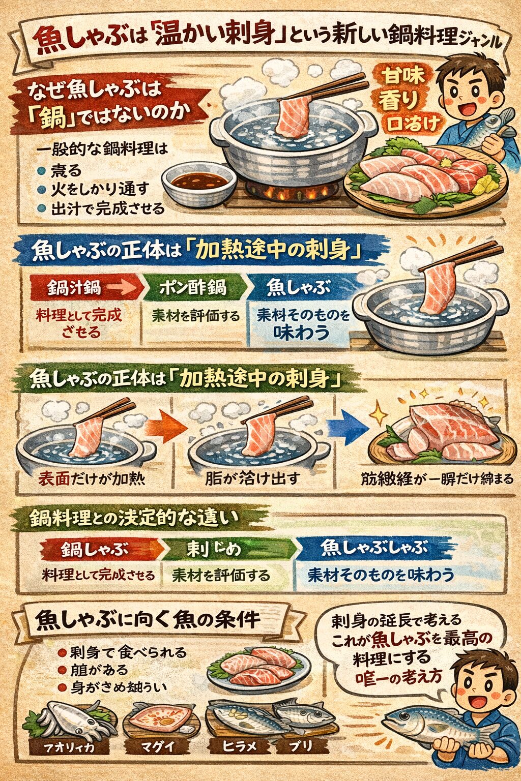 魚しゃぶは鍋料理ではなく温かい刺身。だから・鮮度が命・魚選びがすべて・誤魔化しは効かない。釣太郎