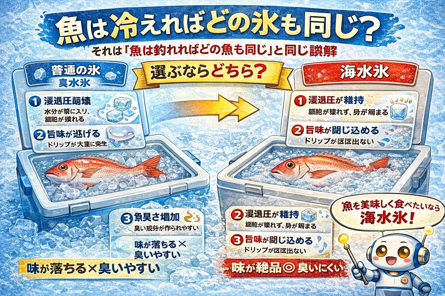 魚は、冷えれば同じではありません。冷やし方ひとつで、味も、香りも、食感も変わります。「魚は釣れれば同じ」「魚は冷えれば同じ」どちらも、魚の価値を下げてしまう考え方。釣太郎