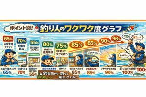 釣り人のワクワク感、実は考えている時間と準備している時間と期待している時間で全体の7割以上を占めています。釣太郎