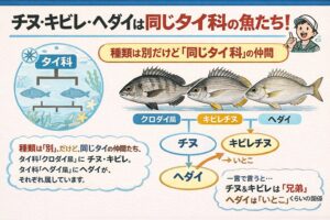キチヌ、黒鯛、ヘダイ。チヌとキビレはほぼ同系統。✅ ヘダイは別系統だけど同じタイ科✅ 味・性質はけっこう違う。釣太郎