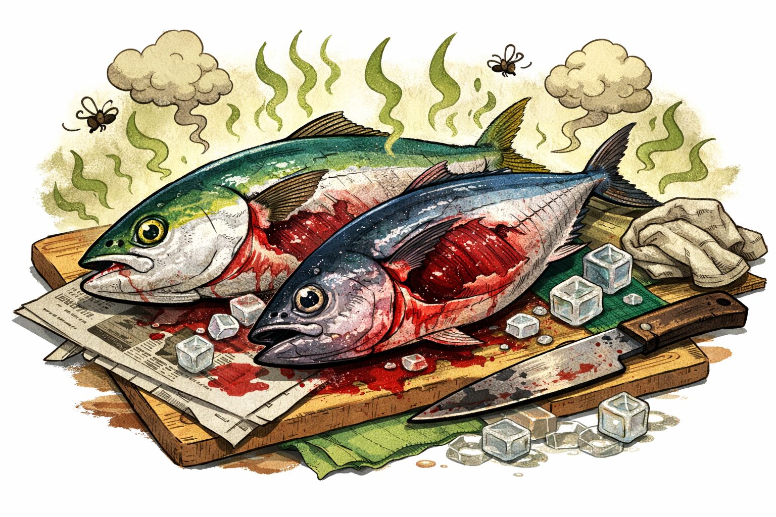 青物魚は足が早いと昔から言われますが、現場での下処置次第で、全く臭みのない状態で食べることができます。釣太郎