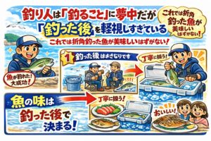 釣り人は釣ることに強い関心を示す一方で 釣った後を軽視しがち。魚の味は運ではなく扱い方で決まる。釣太郎