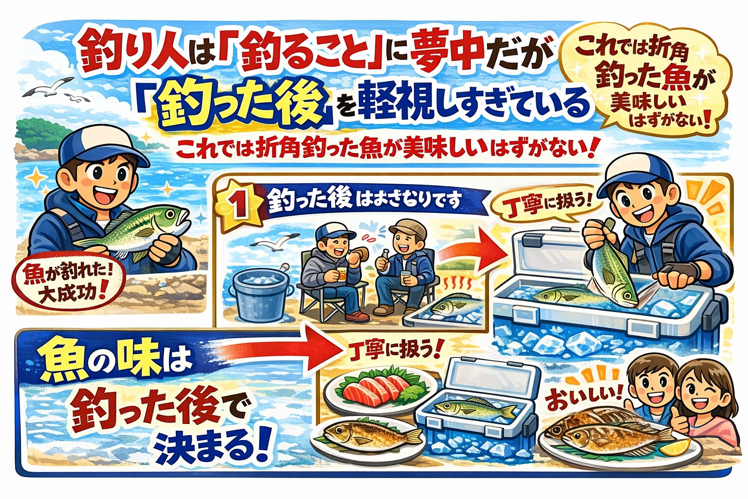 釣り人は釣ることに強い関心を示す一方で 釣った後を軽視しがち。魚の味は運ではなく扱い方で決まる。釣太郎