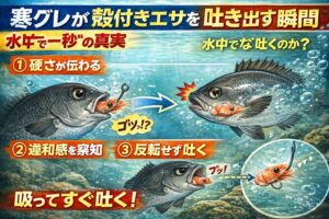寒グレが殻付きエサを吐き出すのは・警戒心が強いからではありません。判断が速いだけです。釣太郎
