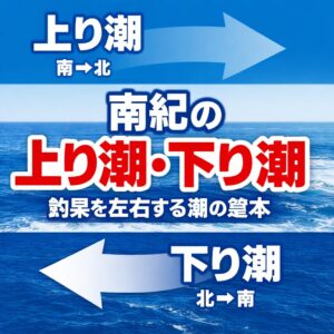 南紀の釣りでは上り潮＝黒潮の影響が強く回遊魚が期待できる。下り潮＝湾内や底物が安定しやすい。という特徴があります。釣太郎
