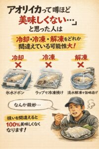 アオリイカが美味しくなかった人へ。 扱いが悪かっただけ。✔ 冷却✔ 冷凍 ✔ 解凍。この3つを守れば、誰でも「本物の味」に辿り着けます。釣太郎