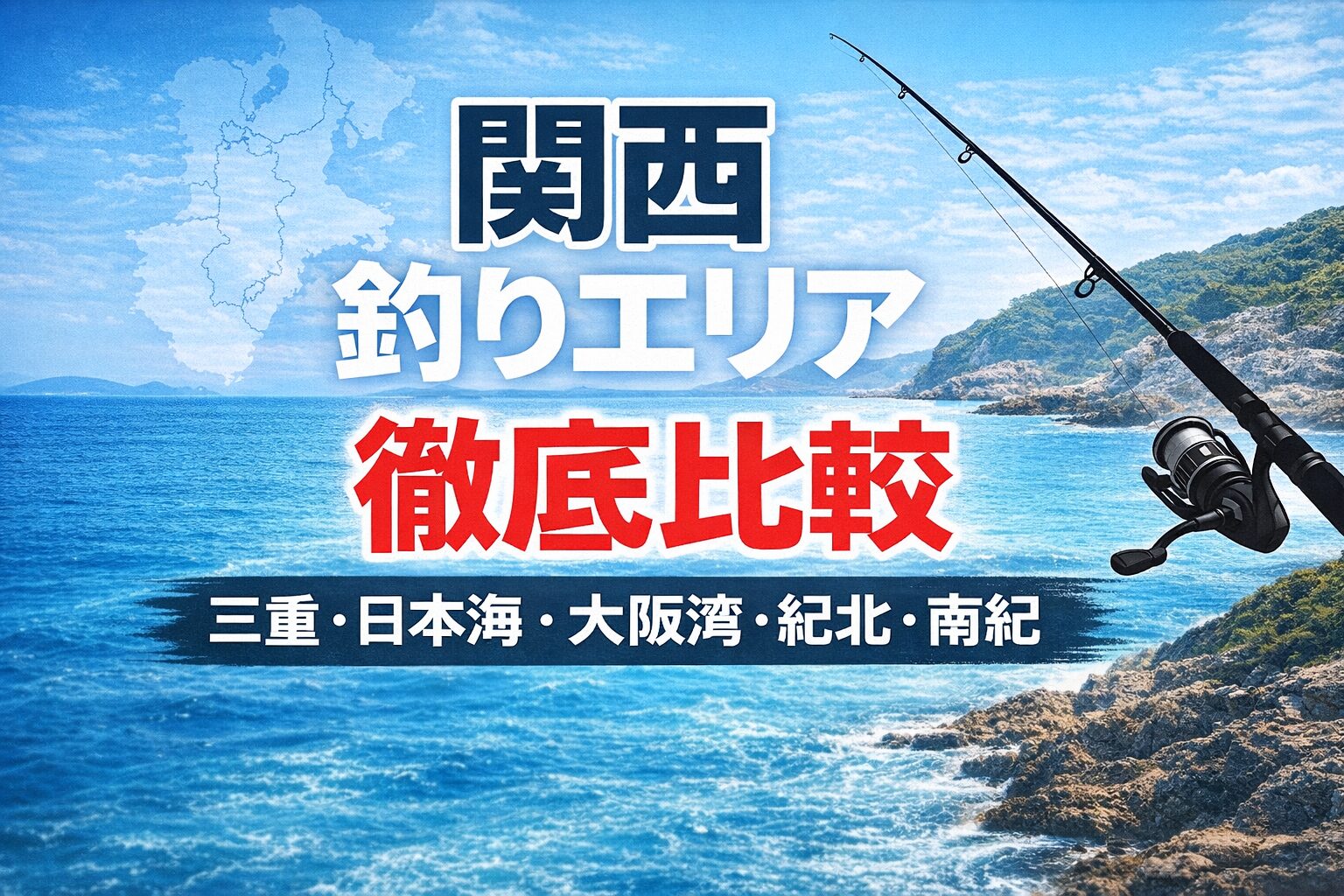 関西釣り市場説明。三重はポテンシャル型。日本海は回遊型。大阪湾は手軽型。紀北はバランス型。南紀は大型特化型。釣太郎
