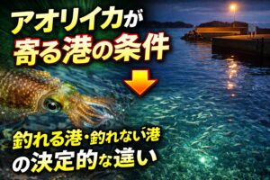 南紀で釣れる港の共通点。小魚が見える ・潮が効く・常夜灯がある・外海に近い。この4つが揃えばかなり高確率です。釣太郎