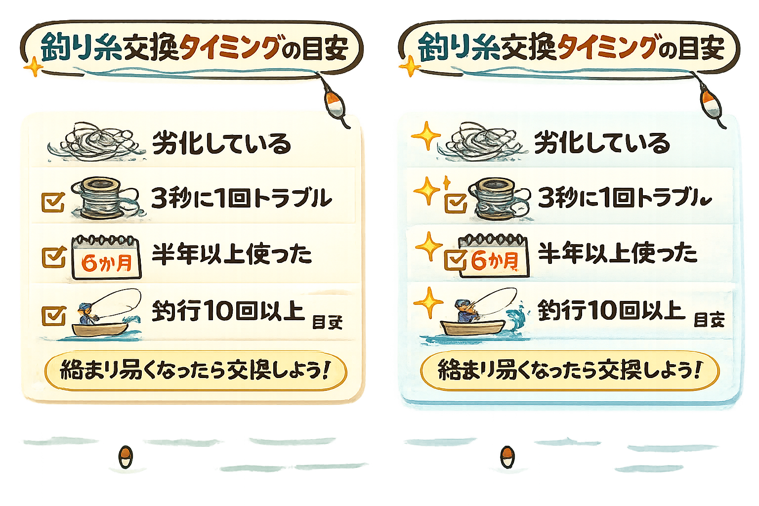 釣り糸は消耗品です。 定期交換が釣果と安全性を大きく左右します。釣太郎