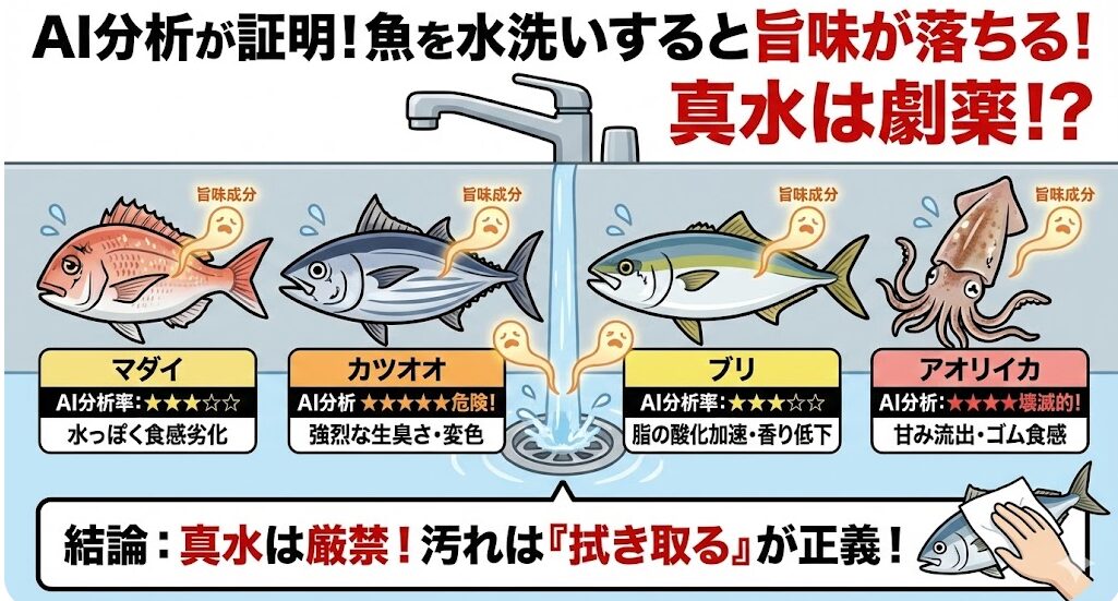 蛇口は閉めて、「拭く」が正義。魚の汚れや血は、水で洗うのではなく、「キッチンペーパーで拭き取る」。これが鉄則です。釣太郎