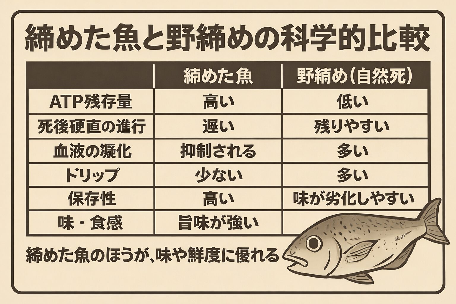 釣った魚を美味しく食べるためには、締め・血抜き・冷却の三拍子が欠かせません。釣太郎