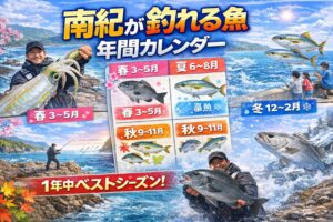 南紀釣りのベスト時期まとめ。初心者 → 秋、大型狙い → 春、数釣り → 夏、食味重視 → 冬。目的によって時期を選べます。釣太郎
