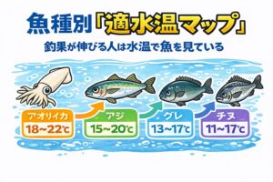 魚は水温で動く。魚種別に見ると、釣りは一気にシンプルになります。・月を見るな・気温を見るな・水温を見ろ。これだけで、釣行判断の精度は大きく上がります。釣太郎