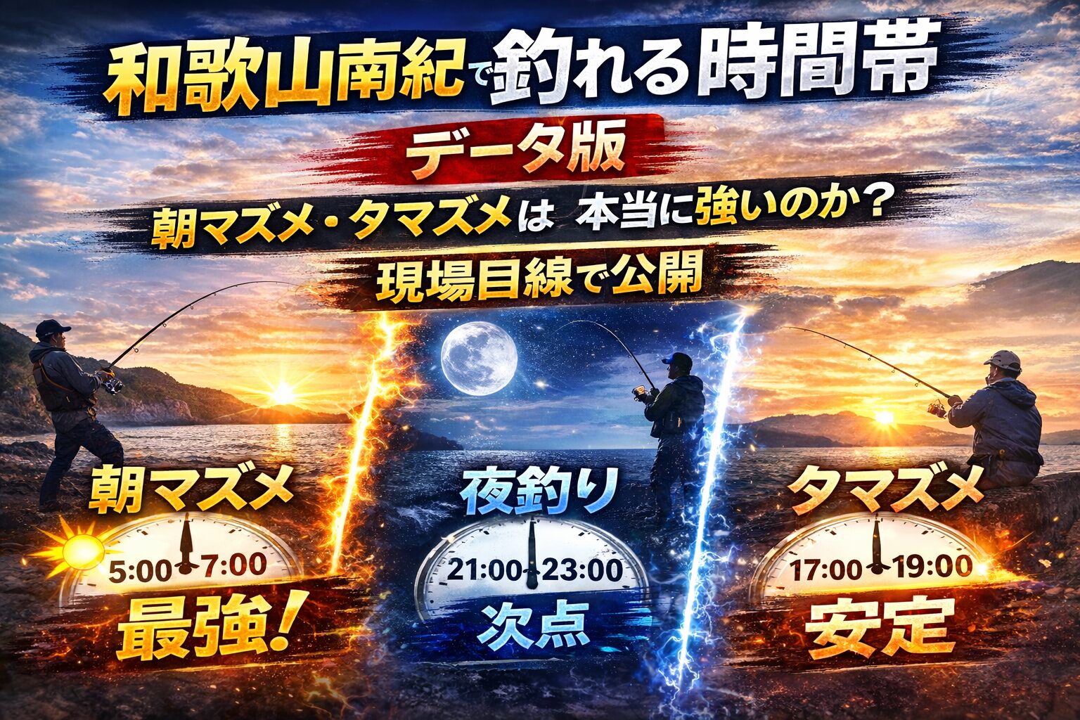 和歌山南紀で釣れる時間帯は朝マズメが最強。次に夜。ただし本当の鍵は 潮の動き。時間＋潮。釣太郎