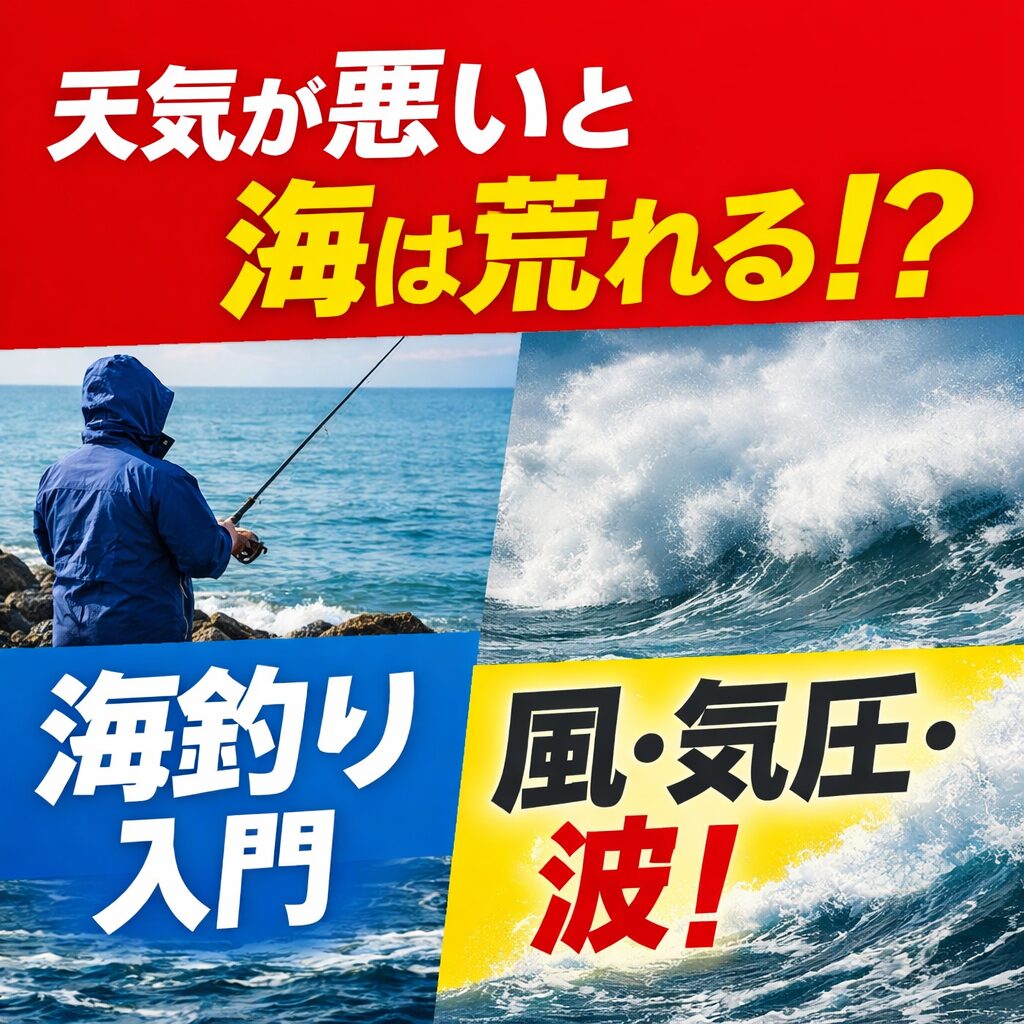 天気が悪いと海は荒れる？海釣り入門の基礎知識【風・気圧・波の関係説明】釣太郎