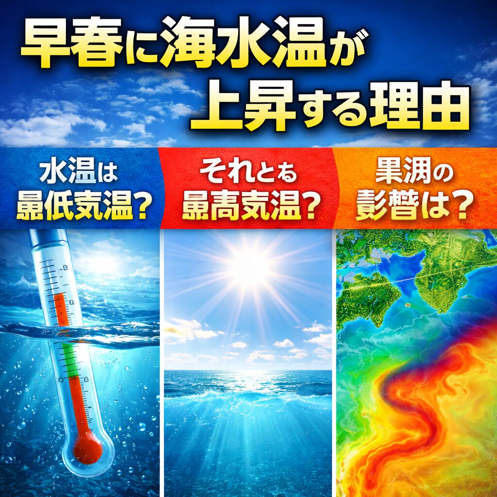海水温は太陽、気温、風、海流、そして過去の蓄熱という5つの要素の合計で決まります。釣太郎