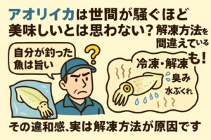 アオリイカは美味しいと思わかった人は、解凍方法を間違えていることが多い。釣太郎