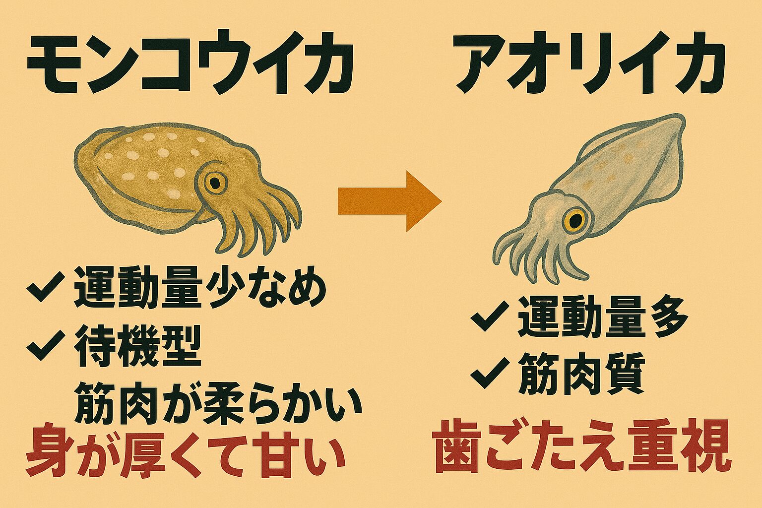 「モンゴウイカ vs アオリイカ｜味・食感・釣り方の違いを徹底比較」釣太郎