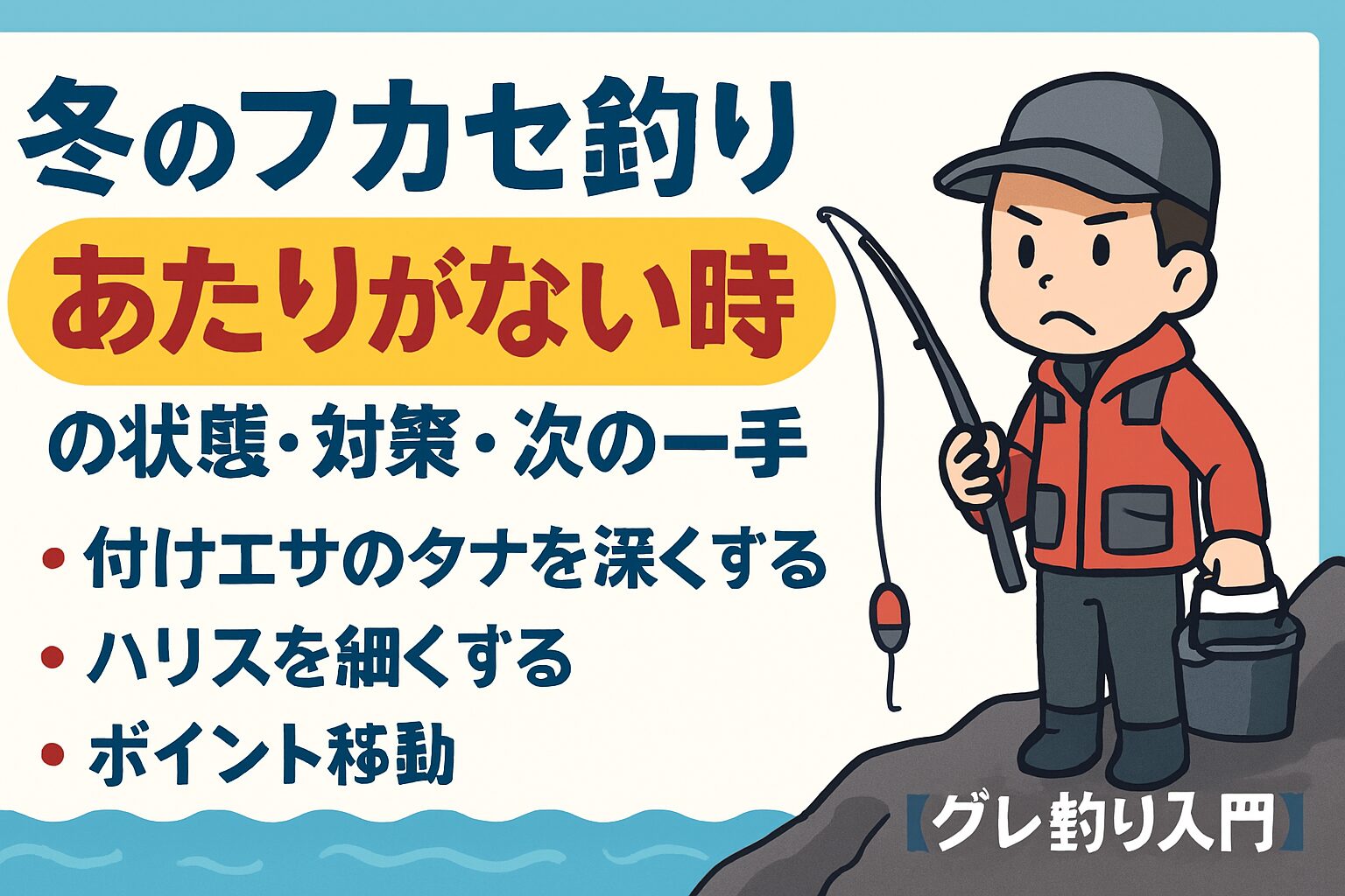 冬のフカセ釣りであたりがない時は、魚がいない 。タナが違う。潮が動かない。仕掛けが合っていない.釣太郎