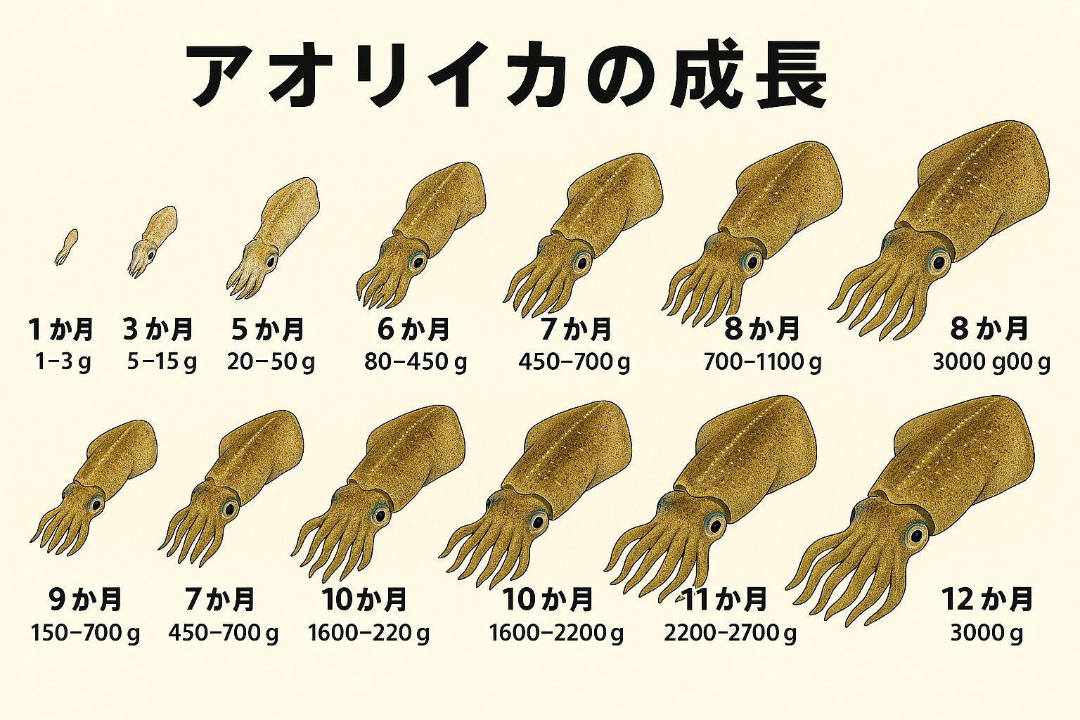 アオリイカは1年で3kgまで育つ驚異の成長生物。釣太郎