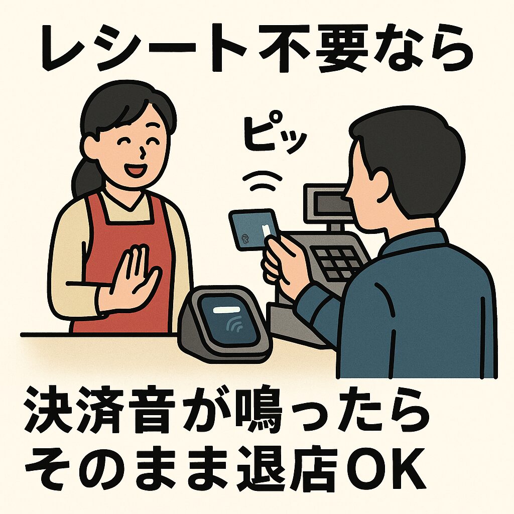 レシート不要なら決済音が鳴ったらそのまま退店OK.釣太郎
