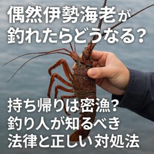 偶然でも伊勢海老は持ち帰ると密漁。伊勢海老は漁業権対象。釣り・網・仕掛け問わず持ち帰り禁止。「知らなかった」は通用しない。釣太郎