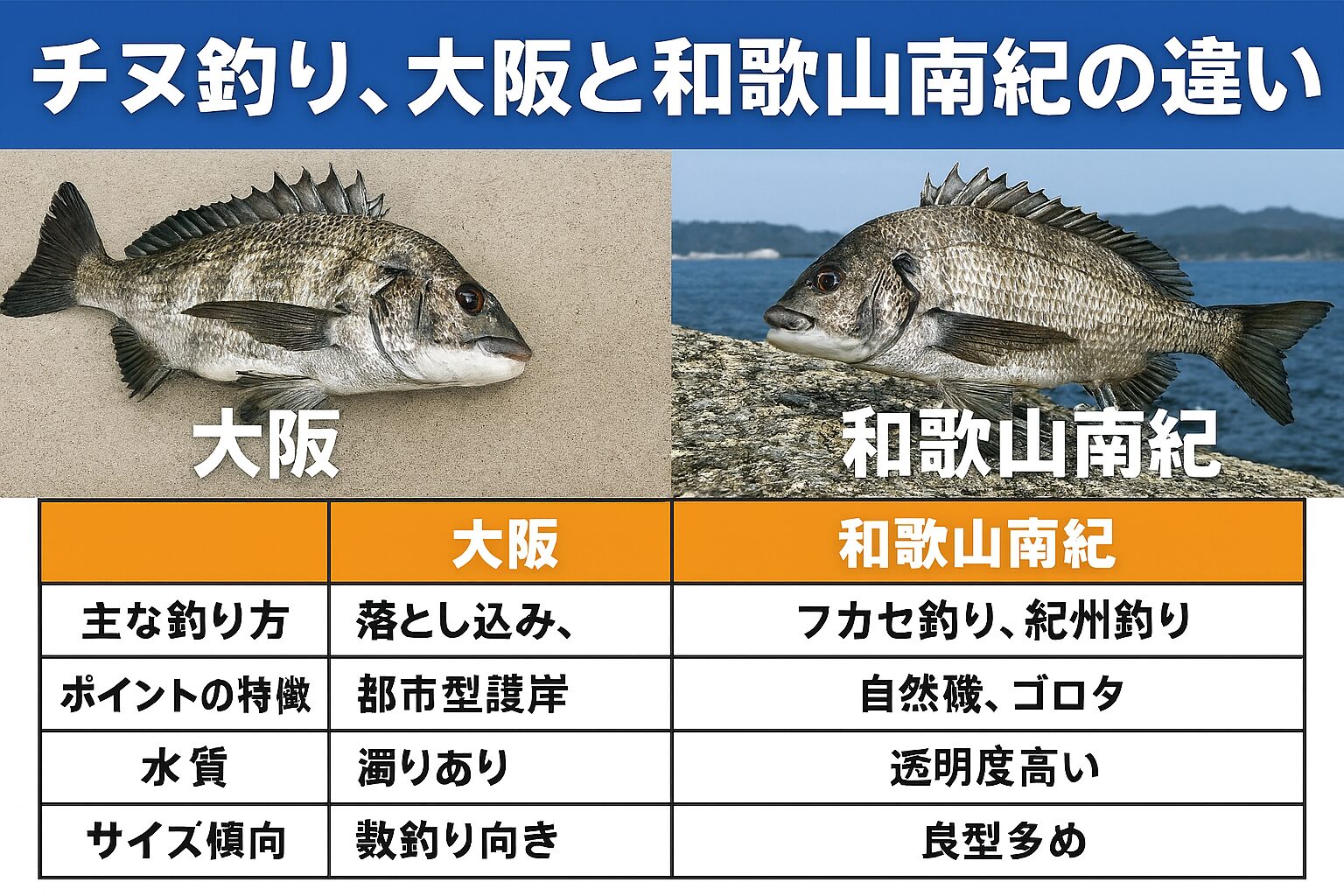 大阪湾 vs 和歌山南紀｜チヌ釣りの違いと攻略法まとめ.釣太郎
