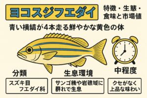 ヨコスジフエダイは“見て楽しい・釣って楽しい・食べて美味しい”三拍子揃った魚！釣りのターゲットとしても、食材としても魅力たっぷりの魚。釣太郎