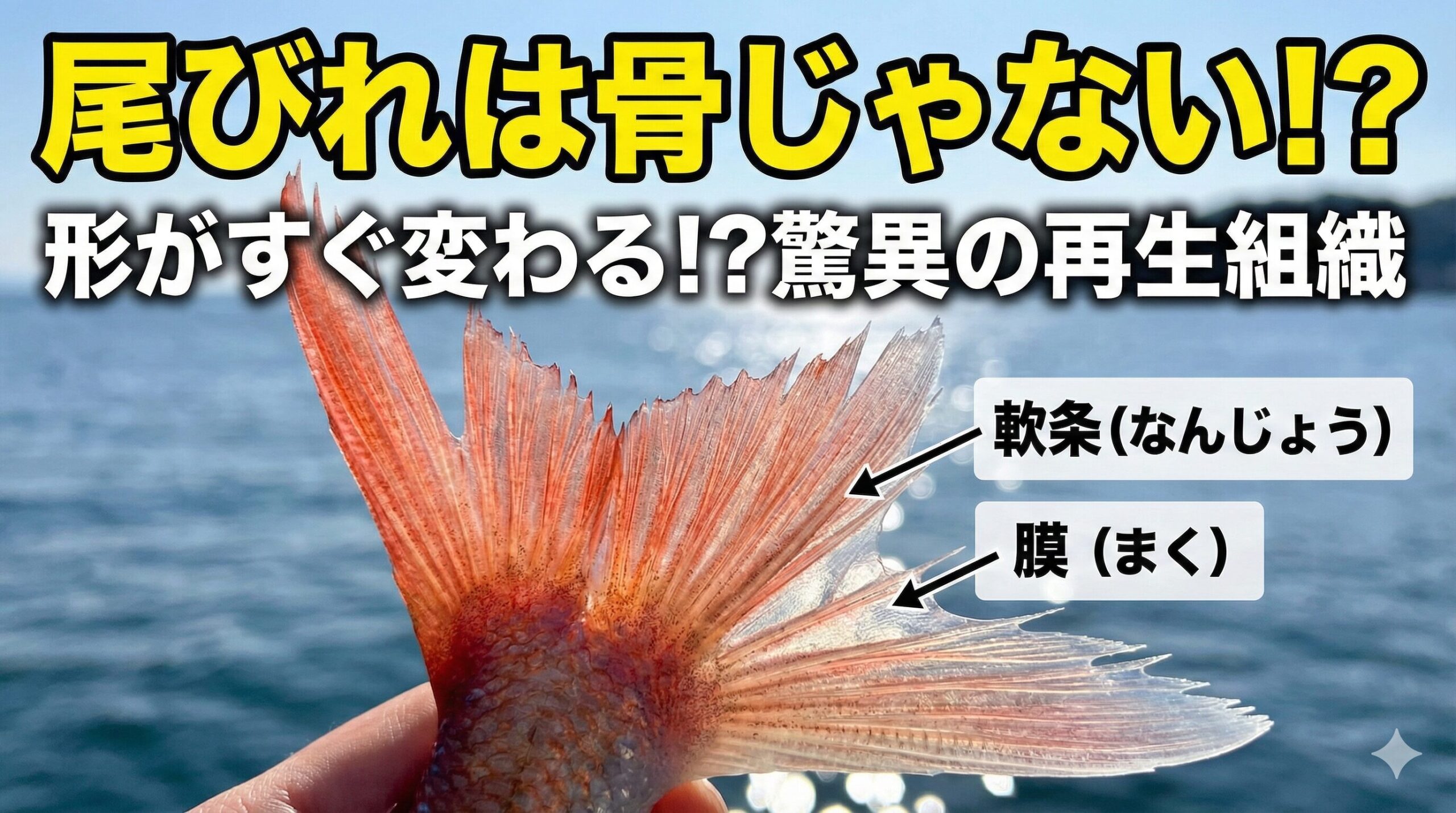 魚はヒレの形でわかる、その魚の生き様。この再生する力があるからこそ、尾びれの形って実は結構コロコロ変わる。釣太郎