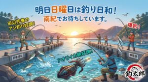 明日の日曜日は天候も安定しており、海辺で過ごすには最高の一日になりそうです。釣太郎