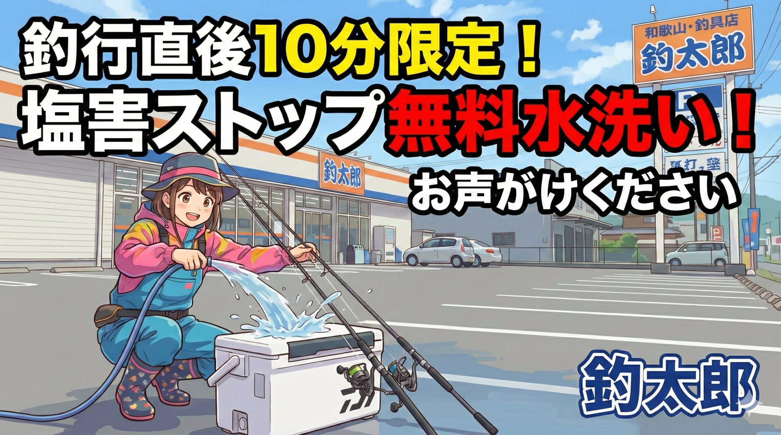 【釣太郎サービス】釣行直後の10分水洗いで、大切な釣り道具の塩害を完全ストップ。釣太郎