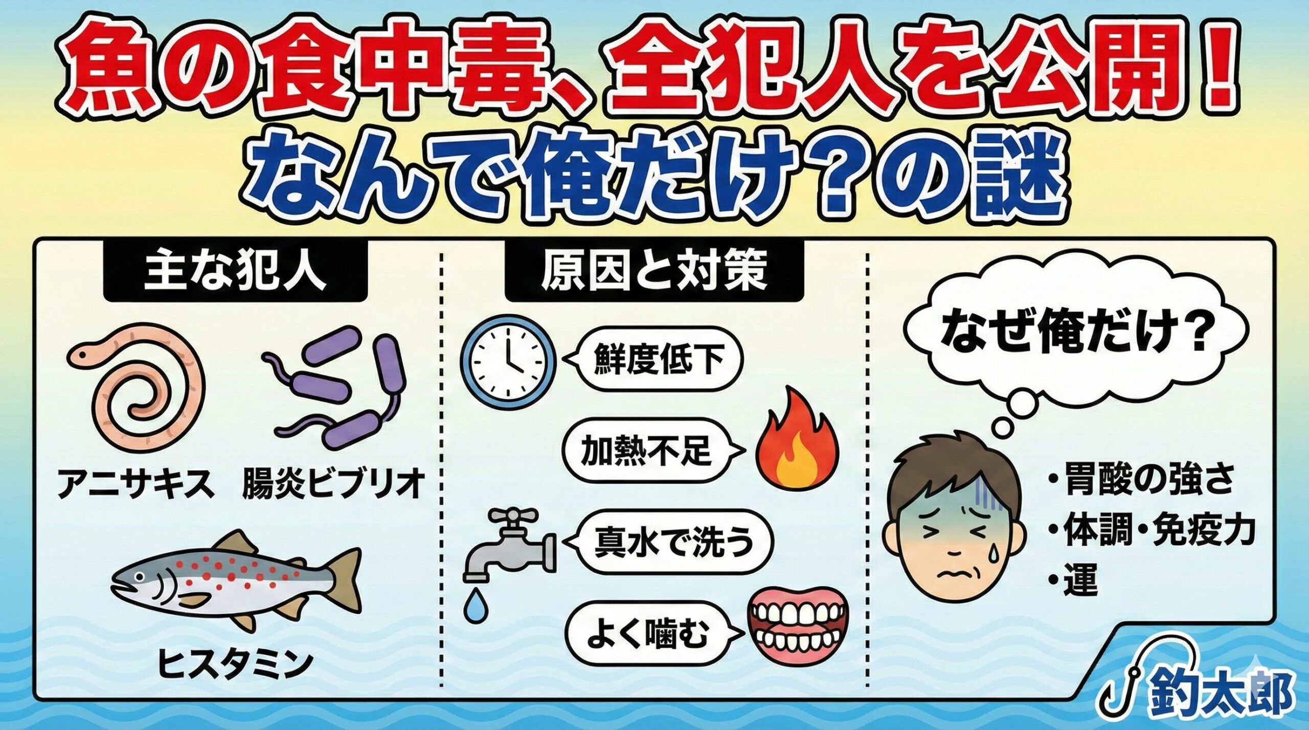 一番の対策は「鮮度管理」に行き着きます。 釣った瞬間に締めて、しっかり冷やす。細菌が増える暇を与えないこと。 ここで役立つのが、釣太郎の「海水氷」