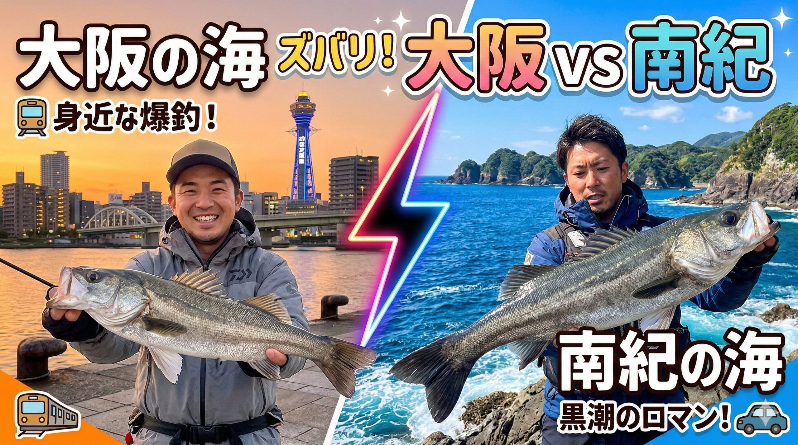 大阪の海がおすすめ: 短時間で手軽に楽しみたい。南紀の海がおすすめ: 日常を忘れる絶景の中で釣りがしたい。釣太郎