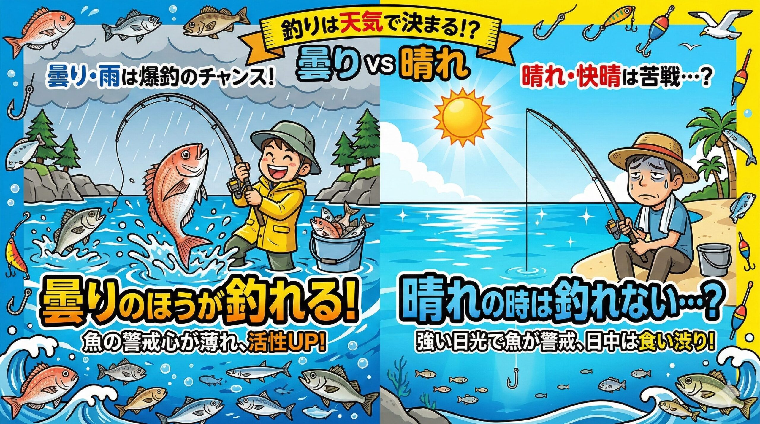 釣り人の間で「曇りの日は爆釣して、晴れの日は厳しい」というのは、もはや鉄の掟とも言える常識。釣太郎