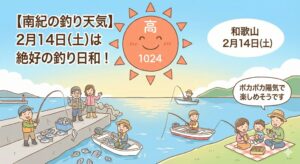 【南紀の釣り天気】2月14日(土)は絶好の釣り日和！ポカポカ陽気で楽しめそうです.釣太郎