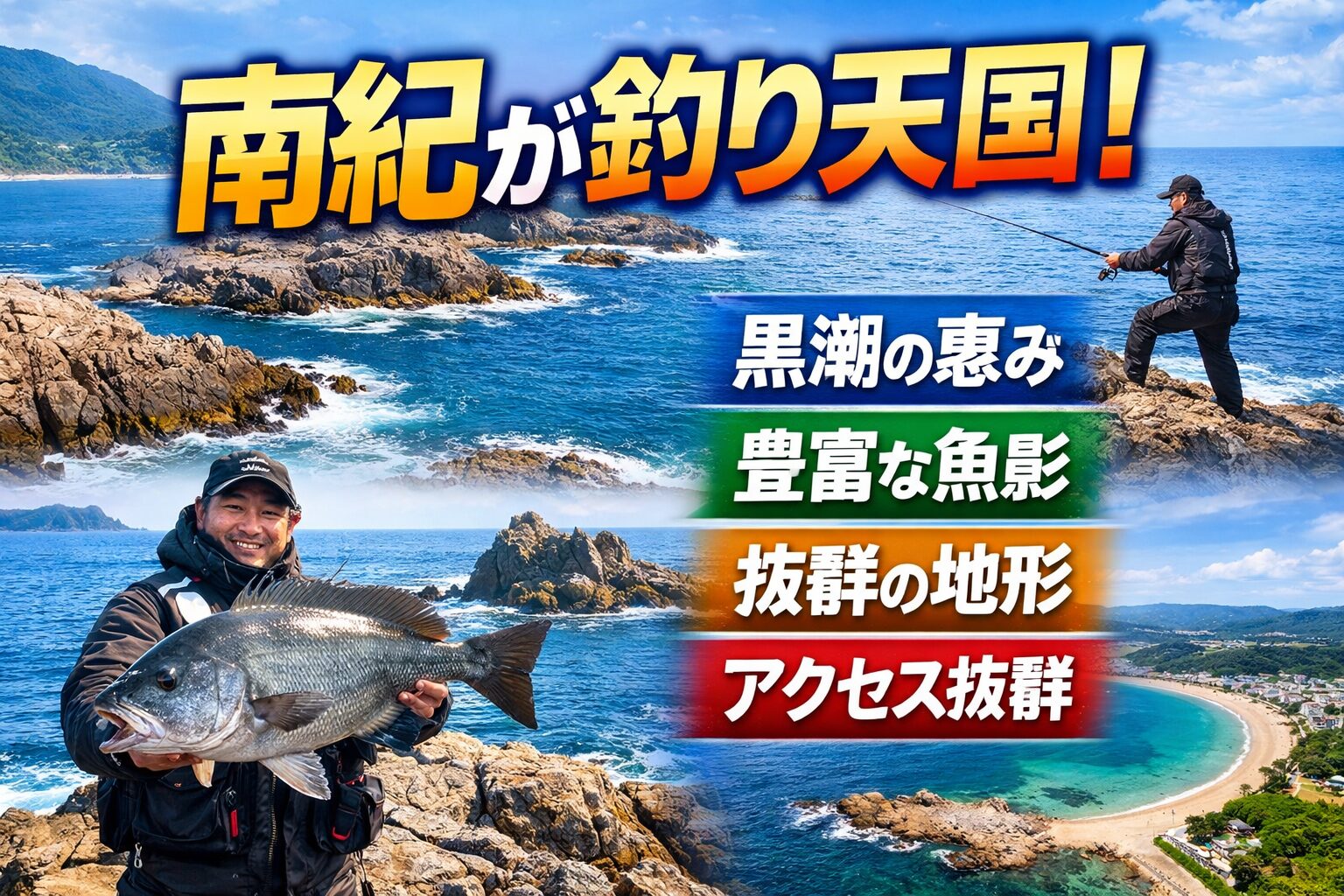 南紀に釣り人が集まる理由・黒潮の影響で魚が多い・複雑な海底地形・魚種が多い・味が良い・アクセスが良い・ベイトが豊富・釣り文化が成熟。釣太郎