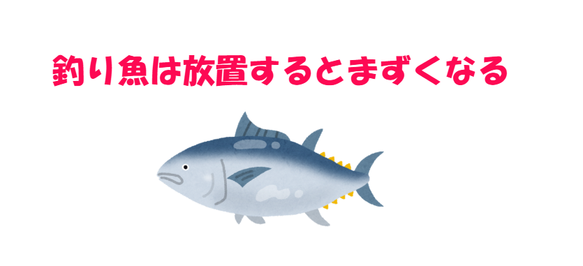 釣った魚を締めずにバタバタさせると、味が落ちる理由。ATP（エネルギー源）が急速に消費されて旨味成分が激減。釣太郎