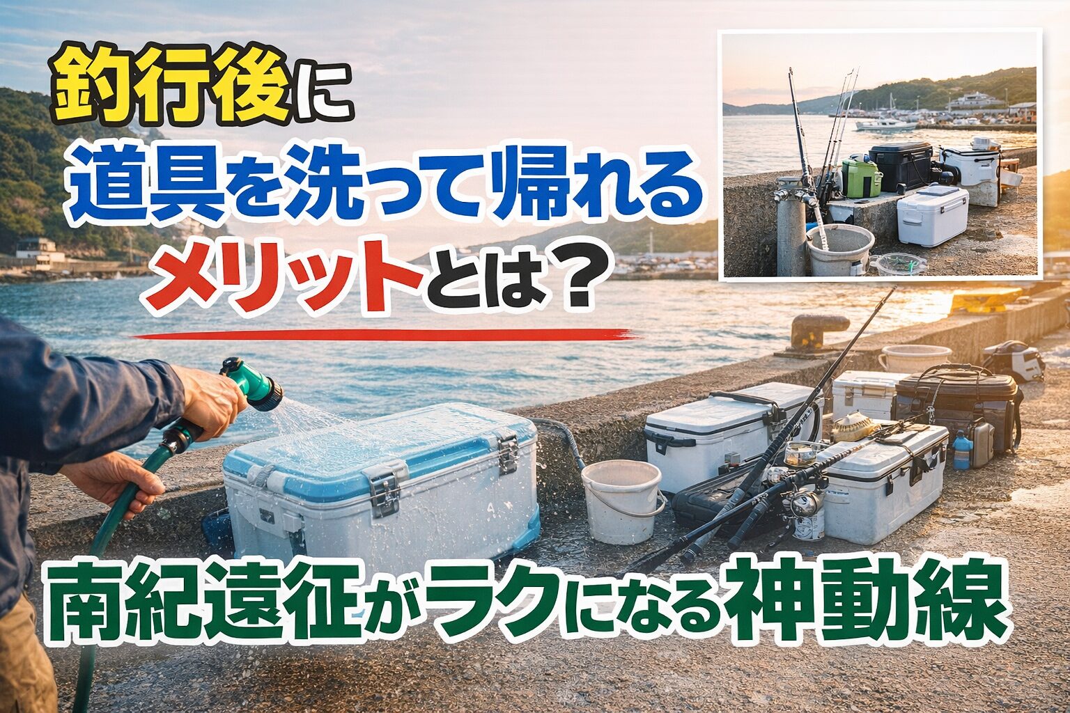 釣行後に道具洗って帰れます。家に帰れば、そのまま風呂に入って寝れます(笑)。釣太郎サービス。