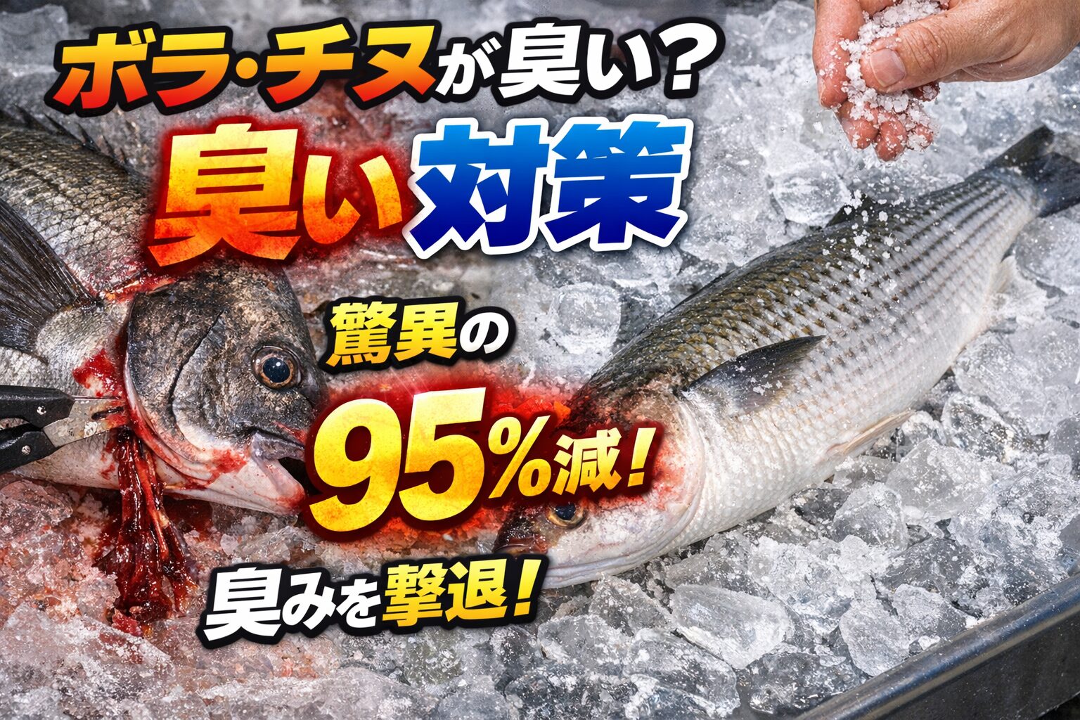 ボラ・チヌが臭い理由は魚種ではなく・環境 ・血・内臓・処理方法 。臭いは・血抜き → 約40％減・海水氷 → 約40％減・塩締め → 約20％減。合計80〜95％軽減可能。釣太郎