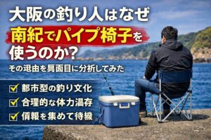 大阪の釣り人がパイプ椅子を使うのは怠けではない。合理性。文化。情報化。南紀はフィールド主導。大阪はスタイル主導。釣太郎